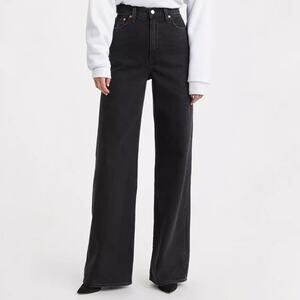 LEVI'S Ribcage Wide Leg Jeans High Waist Dark Wash Denim Black Womens Size 26